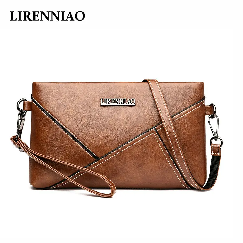 

LIRENNIAO Summer small bag female 2018 new Genuine Leather Clutch shoulder Messenger bag simple wild ladies coin purse