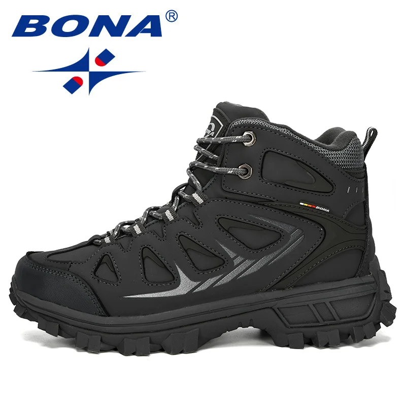 BONA 2019 New Designers Popular Cow Split Warm Snow Boots Men Outdoor Casual Men Work Ankle Boots Male Short Plush Shoes Trendy