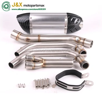 

MT-03 MT03 R25 R3 motorcycle exhaust muffler Full system contact middle pipe + exhaust FOR Yamaha R25 R3 2014-2016 Slip On