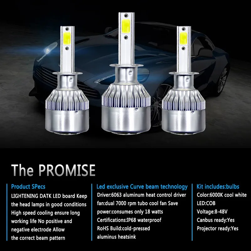 VicTsing Car H1 LED Headlight Car Lights Bulbs H1 Auto Headlights 12V Led Light 4000LM Car Lights Replacement Accessories Parts  (8)