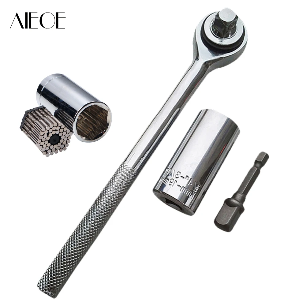 3Pcs 7-19 mm Socket Wrench Spanner Set Universal Drill Adapter Tool Screw Nut