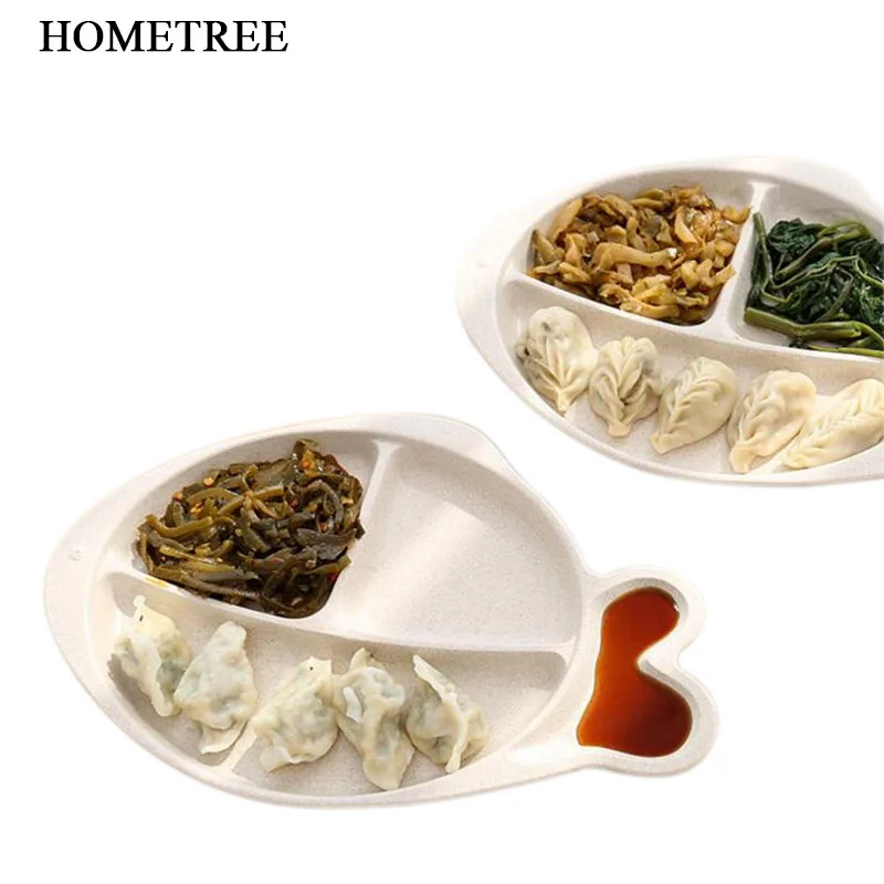 

HOMETREE Creative Fish Face Dinner Plate Cute Animal Food Fruits Dish Service Plate Kid's Tableware Wheat Straw Dining Tray H260