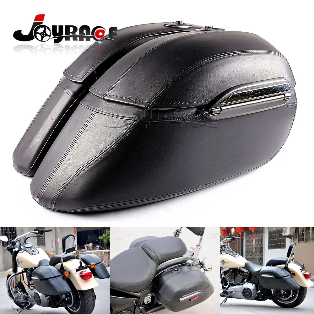 Universal Black Motorcycle Saddle Bag Mount Bracket Trunk Luggage in