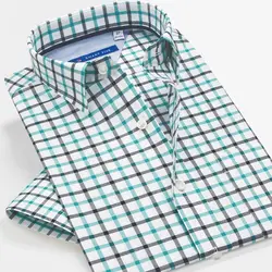 Смарт пять рубашки мужские летние рубашка в клетку мужской Camisa Masculina деловая Повседневная хлопковая тонкая рубашка с коротким рукавом плюс