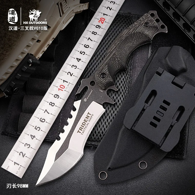 HX OUTDOORS Survival Knife Army Hunting 59HRC Hardness Straight Knives