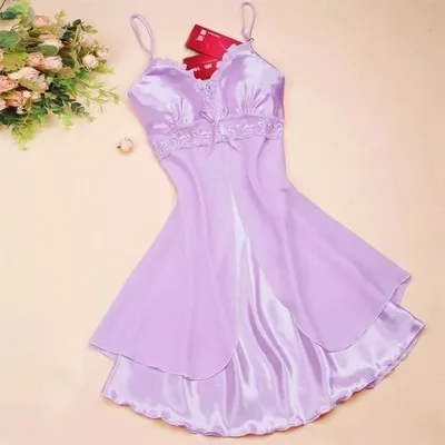 Модная пикантная женская ночная рубашка Dessous, Повседневная Женская Ночная Рубашка Camisola Vestidos Femininos, ночная рубашка, женская одежда, нижнее белье - Цвет: Lavender