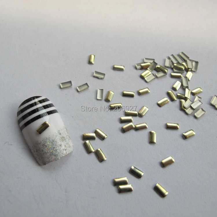200pcs Cute S-64 2*4mm Nail Art Gold Rectangle Metal Stud Decoration | Красота и здоровье