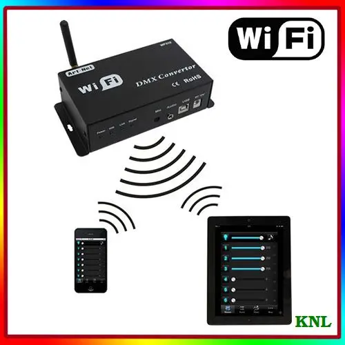 

Led wifi DMX converter, wifi led controller DMX signal work with Art-net/Easydmx, ios/ andriod control wifi controller box DC12V