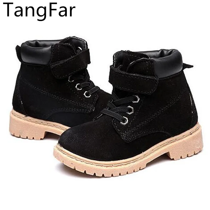 

Boys Girls Genuine Leather Ankle Boots Autumn Causal Botas For Children Outdoor Anti-slip Kids Rubber Boot