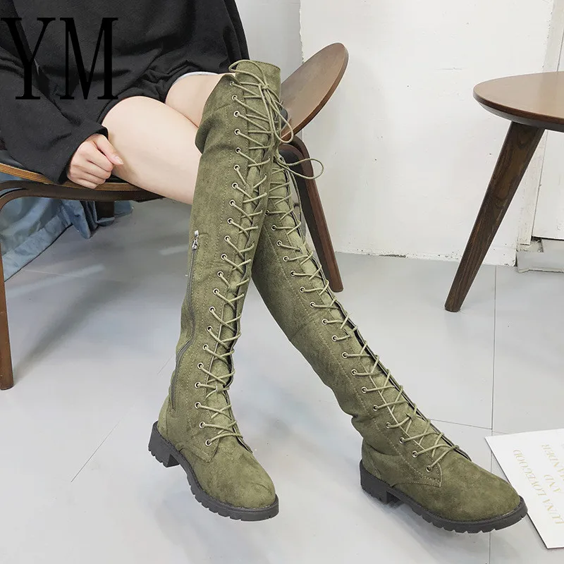 women's lace up over the knee boots