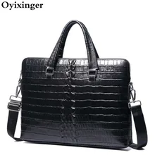 Новая мужская сумка для ноутбука из натуральной кожи, Мужская черная сумка на плечо с узором «крокодиловая кожа», мужская деловая сумка для Macbook Air