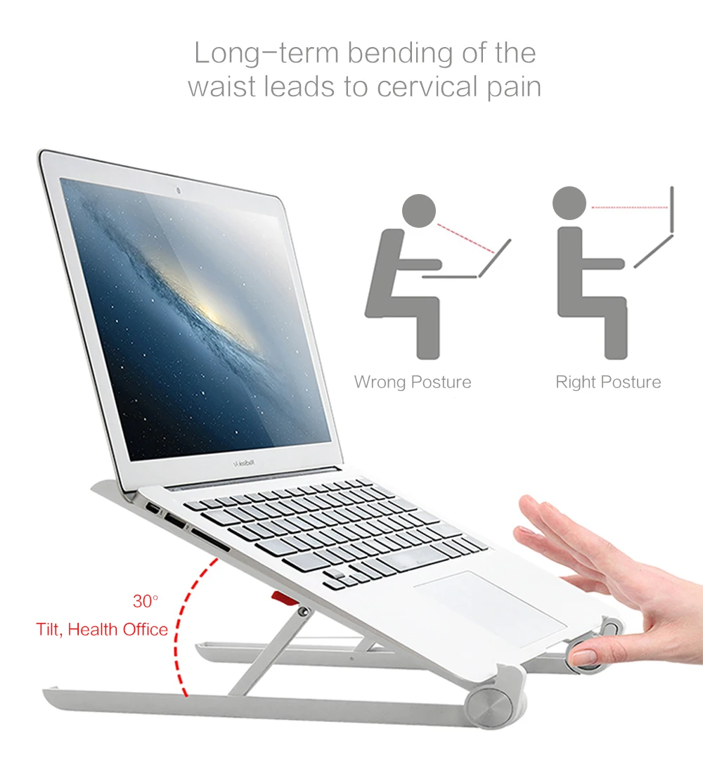 Регулируемая Складная подставка из алюминиевого сплава для ноутбука, держатель для Macbook, lenovo, Dell, Asus, iPad, планшета, ноутбука, охлаждающая подставка