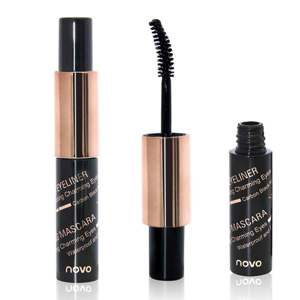 1pcs black Liquid eyeliner+ mascara combo 2in1 stick Durable waterproof