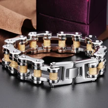 TrustyLan, модные, новые, мужские, s браслеты, байкерские ювелирные изделия, золотое, черное покрытие, нержавеющая сталь, цепь для мотоцикла, велосипеда, мужской браслет