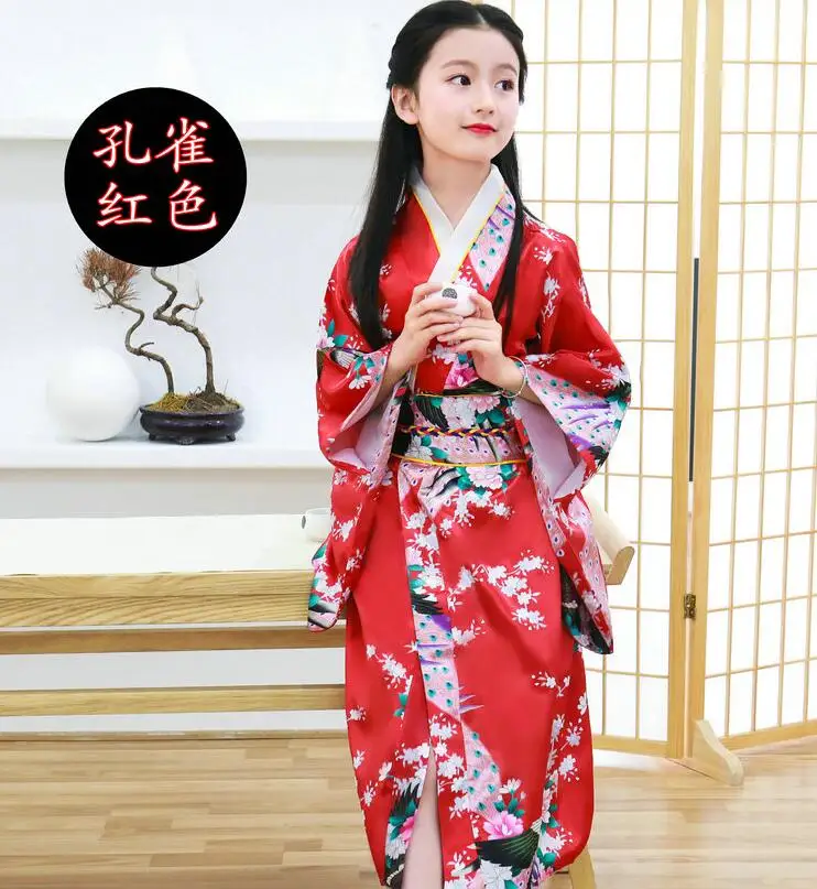 Кимоно с традиционным японским принтом; Модный халат; костюм; вечерние летние кимоно для девочек; одежда для фотосессии