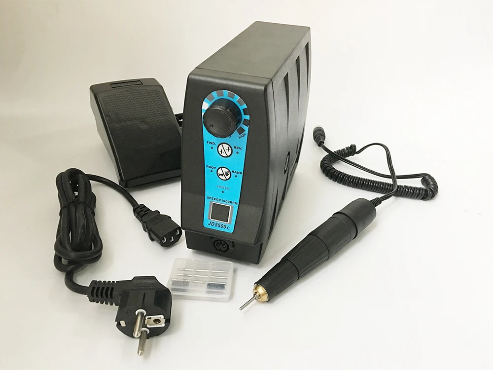 Máquina de Trituração Jsda Elétrica Unha Broca Pedicure Manicure Micro Moedor Elétrico Dentadura Polimento Brocas 35000 Rpm 120 w 14 Brocas elétricas p/ manicure e acessórios