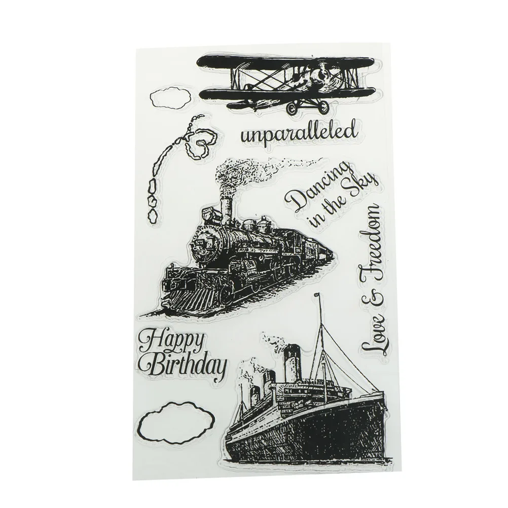 

for Scrapbooking Tampons Transparents Seal Background Stamp Card Making Diy Train plane Ship Rubber Silicone Clear Stamps