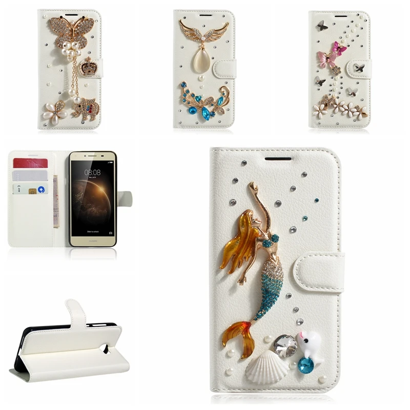 Luxury Bling Diamond Wallet Case For Huawei Y5 II 2 Handmade Rhinestone Crystal Leather Flip Cover |