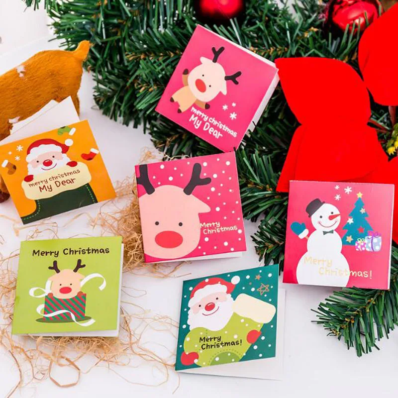 

Kawaii Fresh Mini Christmas Card Cartoon Cute Christmas Day Blessing Message With Envelope Small Card Christmas Eve Wish Card