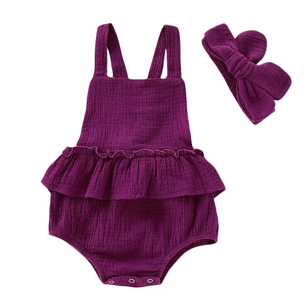 Летний комбинезон для маленьких девочек, Одноцветный комбинезон с рюшами и ремешком, пляжный костюм, roupa menina, одежда для маленьких девочек, одежда для малышей