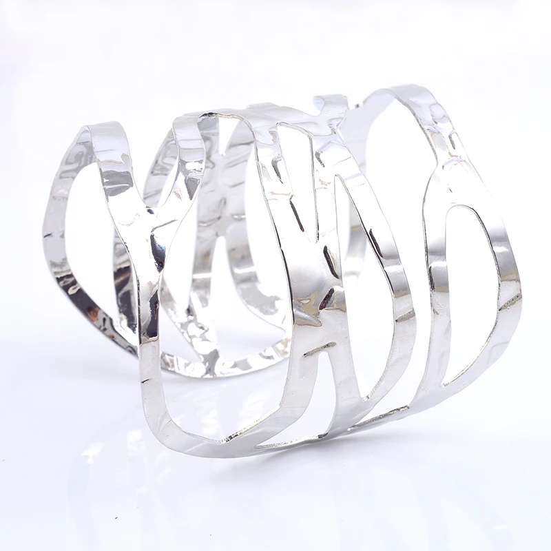 

FLDZ Retro hollow open irregular stripe bangle bracelets gold/silver bracelets for women luxury brand steel suits