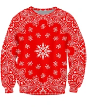 Красная Бандана Crewneck Толстовка сексуальная перемычка Женщины Мужчины Топы Мода Clothing Уличной Верхняя Одежда Цветочные Поты