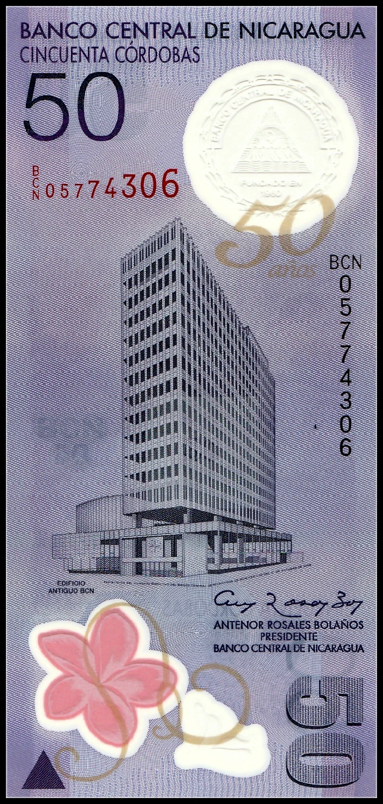 

Nicaragua 50 Cordobas Polymer 2010 P-207 Original Banknote Collection World Genuine Real Paper Notes Bill Money Gift Bank Note