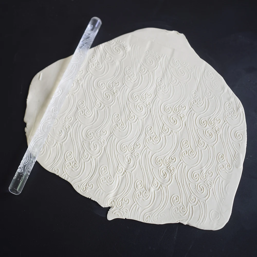Волновой узор прозрачный акриловый Скалка глина DIY тиснение текстура печати Klei Полимерная глина инструменты рулон