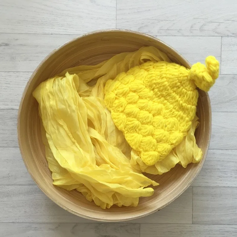 jaune-set-wrap-coton-bonnet-seance-photo-nouveaux-nes-ref24
