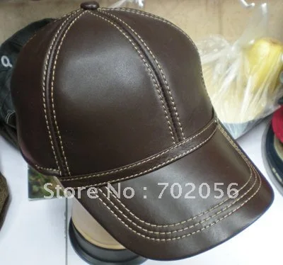 Бейсбольная кепка из козьей кожи с регулируемым ремешком; Стильная шапка; теплая шапка;#2267