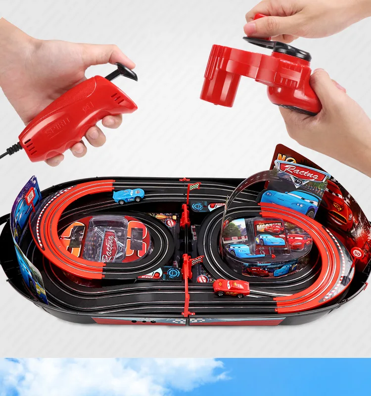  Creative Kids' assembly educational toy car Parent-child interaction portable rail dual battle game