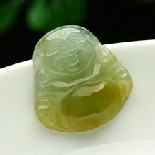 Подлинная небольшой Хуан Фэй Нефритового Будды кулон Бирма грузов из натурального Майтрейя Будда общественного нефрита кулон с сертификатом