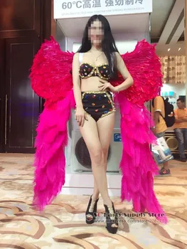 

Costumed Lady's Sexy red angel feather wings for underwear stage show performance Wedding shooting props EMS free shipping