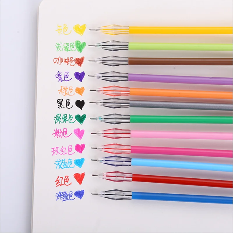 

12 Colors Diamond Head Gel Pen Refill Creative Cute Student School Office Business Writing Pens Pens Supplies Stationery