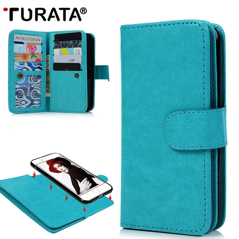 Turata Magnet Flip Wallet Case For iphone X 8 7 6S 6 Plus 2 in 1 Detachable PU Leather Cover Bag With Card Slots iphoneX | Мобильные