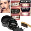 Poudre dentaire noire charbon actif blanchiment des dents, dissolvant de taches, dentifrice 30g avec brosse à dents en bambou ► Photo 3/6