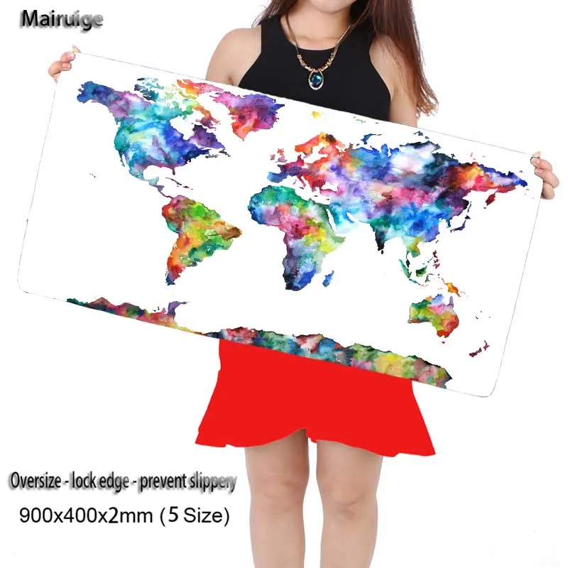  Mairuige Shop Watercolor Map MousePad Rubber Pad Mouse Mat Desk Pad Keyboard Pad for Dota CS Go Lea