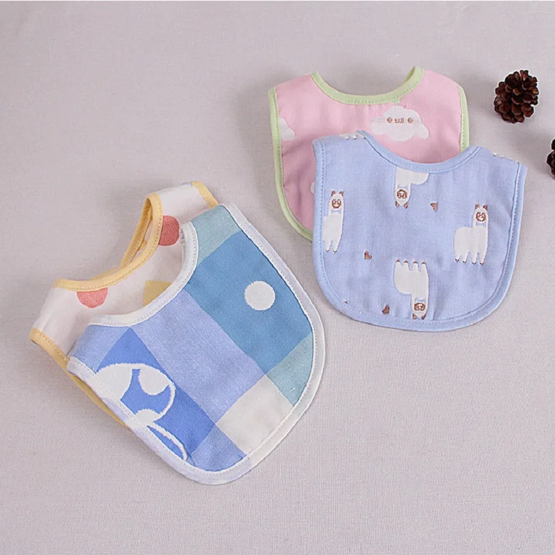 

6 layers Muslin Bibs Burp Cloth Newborn 0-3years Boy Girl Feeding Lunch Bibs Burp Cloths Baby Bibs Cotton Bandana Accessories