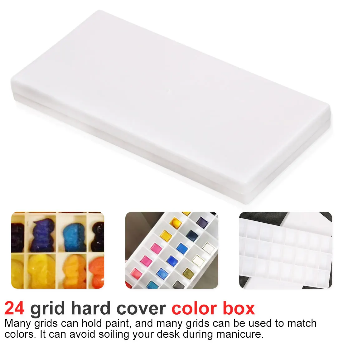 

24 Grid rectangle palette folding painting watercolor art tool art palette paint acrylic paint flip lid paint box watercolor