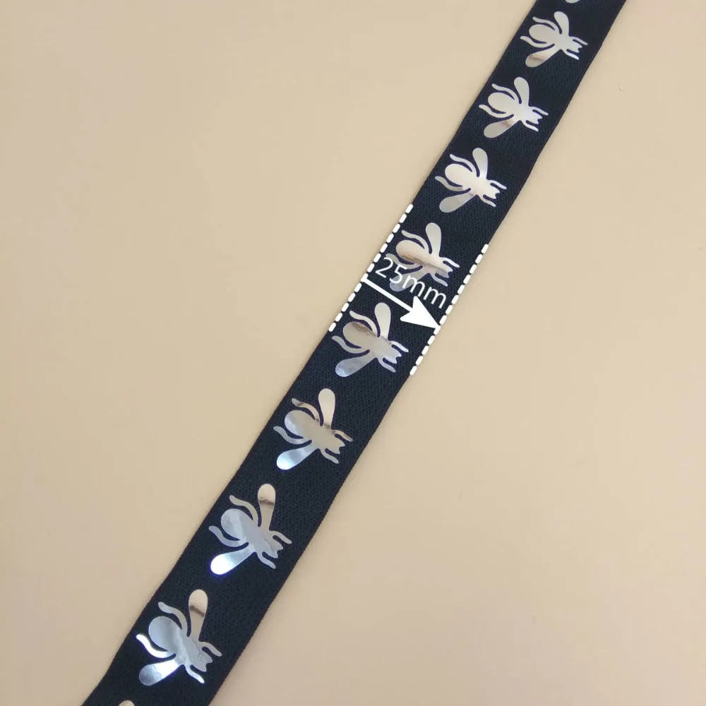 1&quot High Quality 25mm Width Bright Sequin Bee Pattern Elastic Webbing 5 Meters Sewing Decor Dress Bag Hat Belt DIY Accessories | Дом и сад