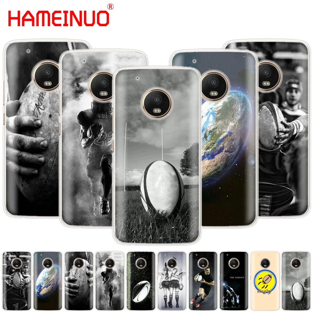 HAMEINUO كرة رجبي الرياضة حالة الهاتف غلاف لهاتف motorola moto X4 C G6 G5 G5S G4 Z2 Z3 اللعب زائد