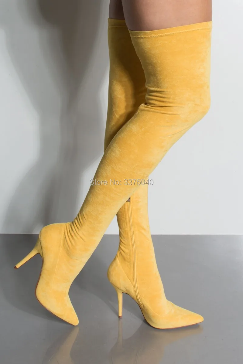 yellow thigh boots