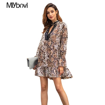 

Casual Leopard Lace Patchwork Dress Women Sexy Office Lady V Neck Long Sleeve Women Dress Women Party Dresses Vestidos 2019