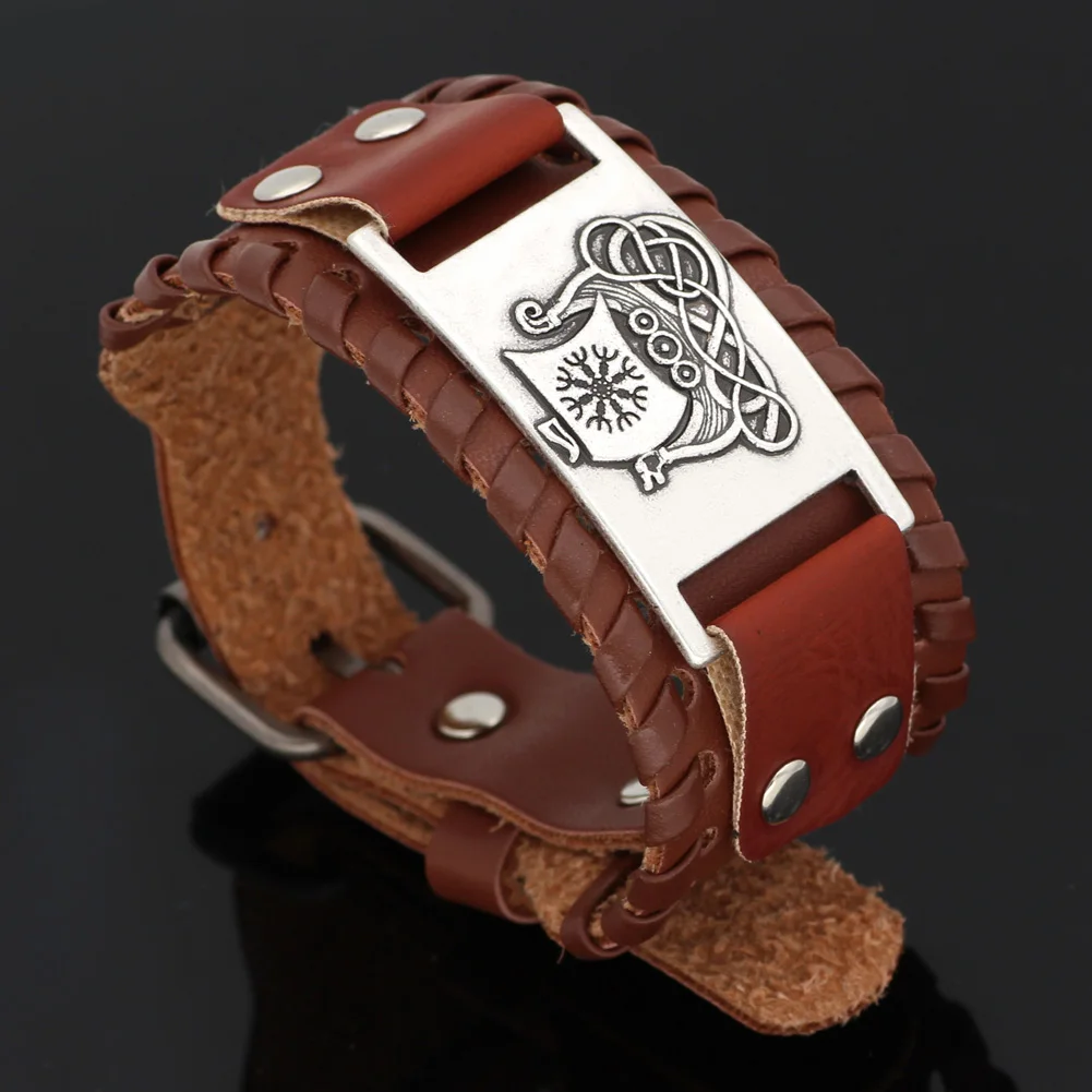 Скандинавский Викинг Dragon ship vegvisir оригинальная кожаная искусственная