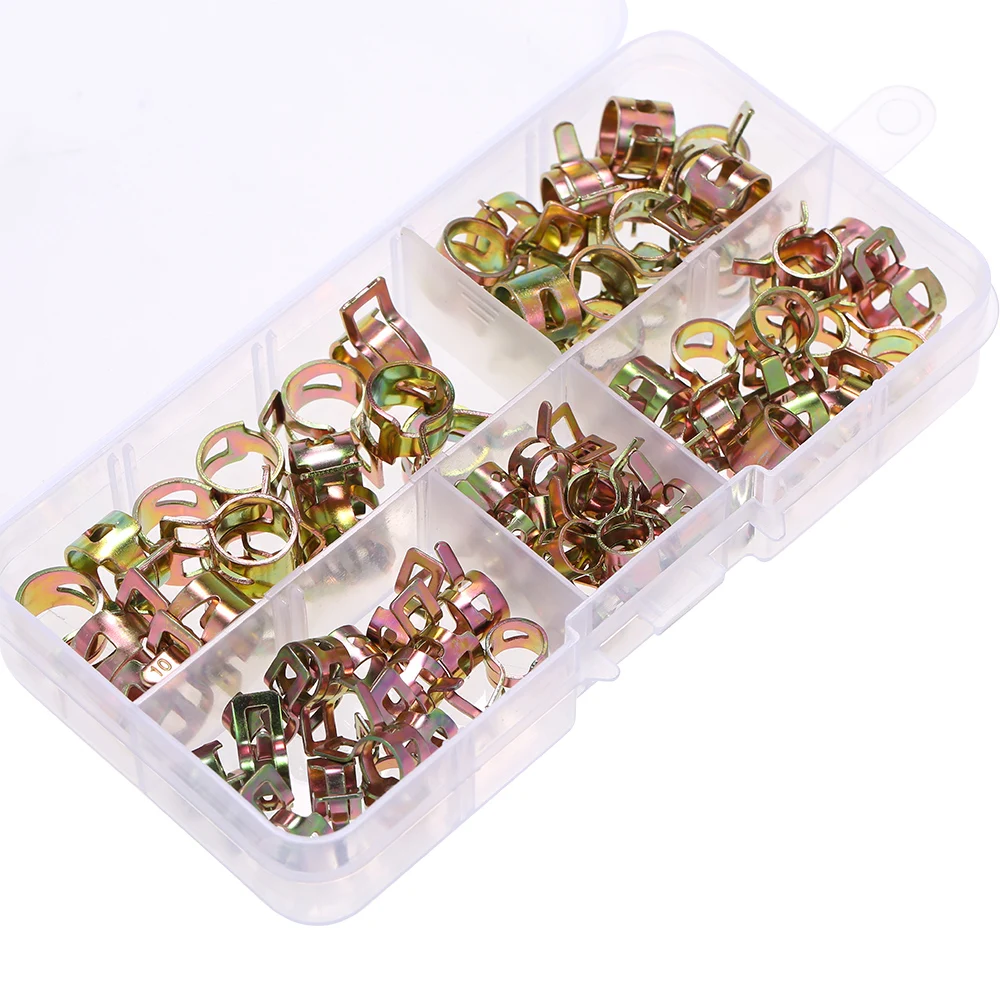 

75 Pcs Autos Spring Clip Hose Clamps Assortment Set 6/7/8/9/10mmFuel Oil Water Hose Pipe Tube Clamp Fastener