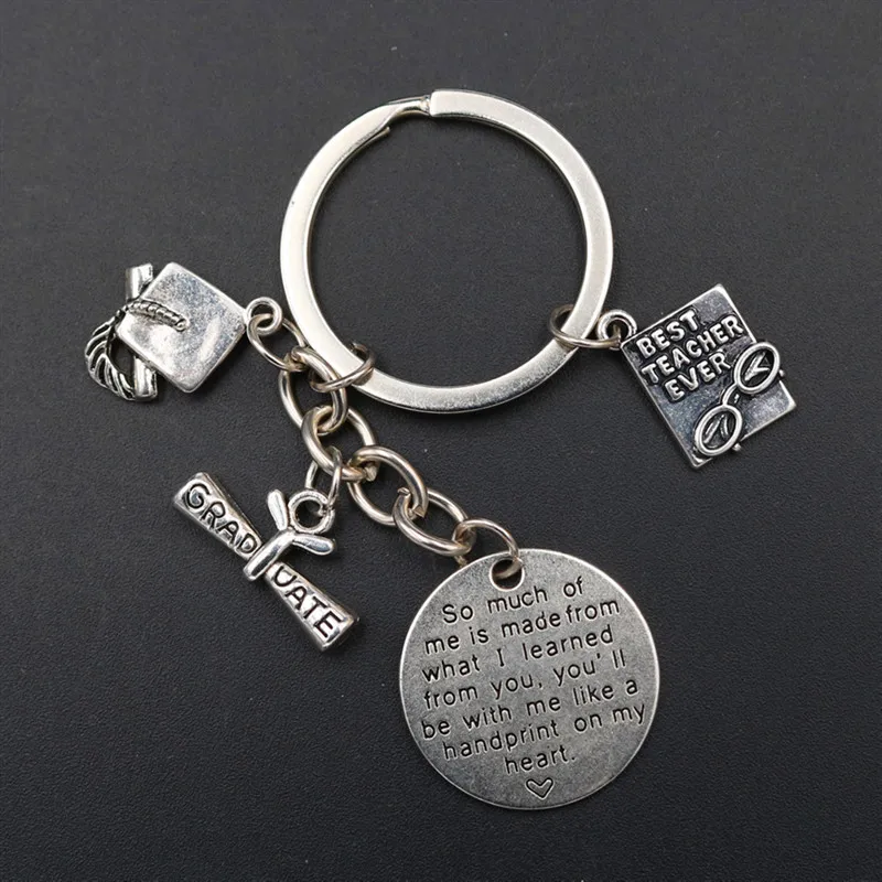 

1PC So Much Of Me Is Made From What I Learned From You Charm Graduation Certificate & Hat Keychain Best Teacher Ever Keychain