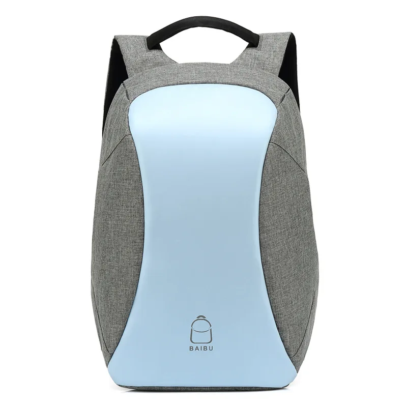 BAIBU, женская сумка, школьный рюкзак, женский, для путешествий, водонепроницаемый, Mochila, защита от кражи, зарядка через USB, для девушек и мужчин, для 15,6 дюймов, сумка для ноутбука - Цвет: Синий