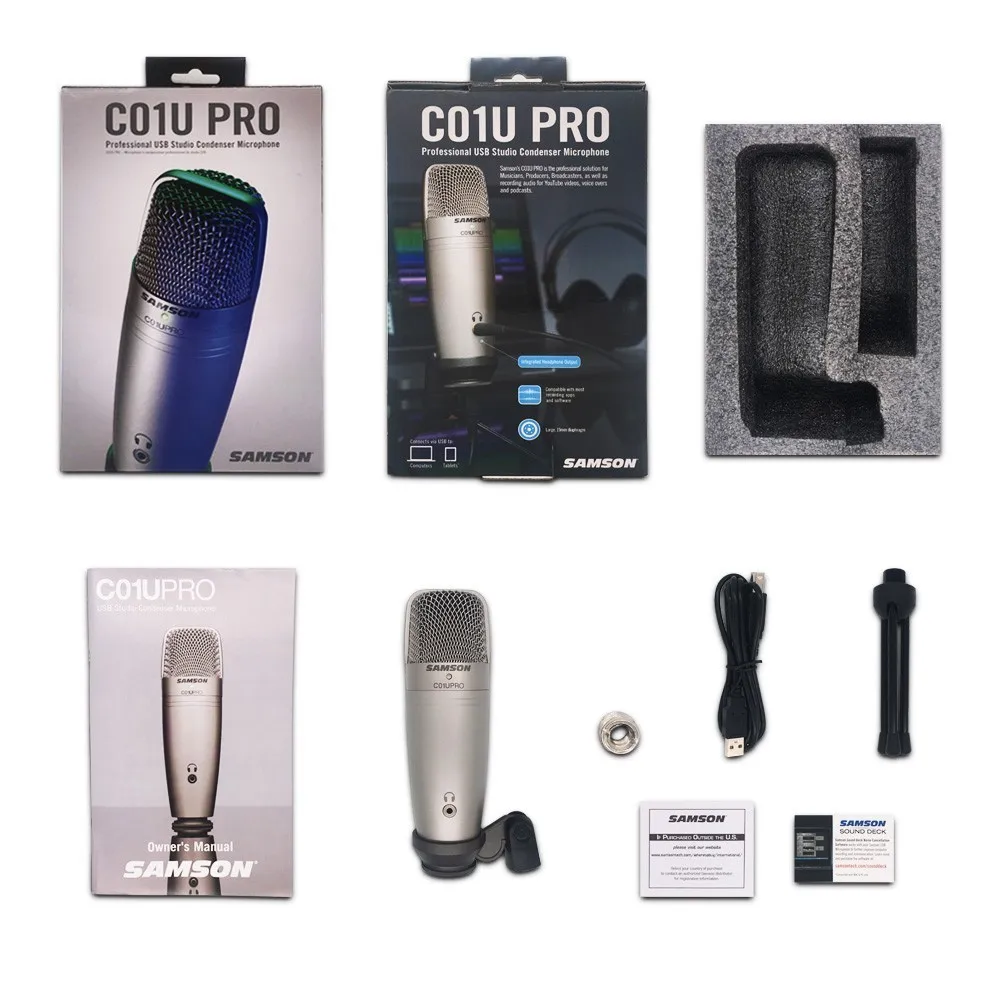 Usb студийный конденсатор Supercardiod Samson C01u Pro микрофон с подставкой для штатива и Ps01 Mic