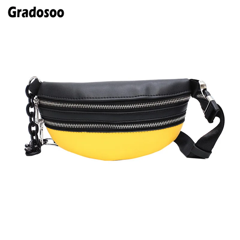 

Gradosoo Summer Panelled Chest Women's Bag Fanny Pack For Women Crossbody Bag Female Banana Bag Bum Bag New Women's Purse LBF512