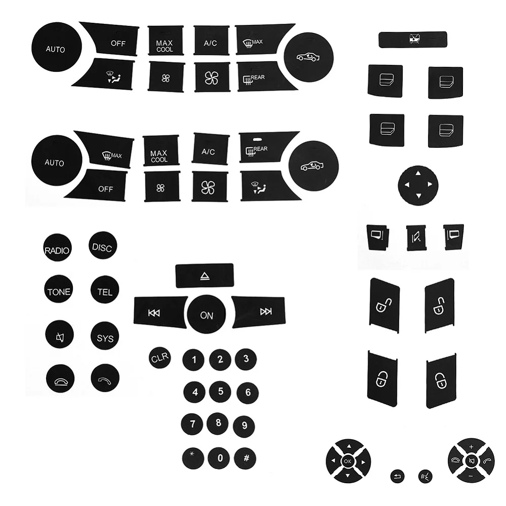 Набор наклеек для кнопок ARMSKY 2007- Benz(руль, дверной замок, окно, аудио, AC